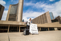 Women Protesting over the closure of Homeless shelters in front of Toronto City Hall thumbnail