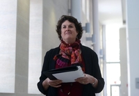 Karen Farbridge at a press conference in Guelph City Hall thumbnail