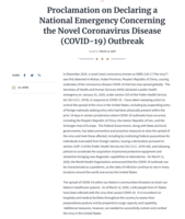 Proclamation on Declaring a National Emergency Concerning the Novel Coronavirus Disease (COVID-19) Outbreak thumbnail