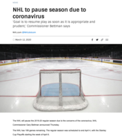 NHL to Pause Season Due to Coronavirus thumbnail