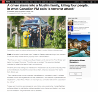 Newspaper Headline for Islamophobic Attack in London, Ontario, Canada thumbnail