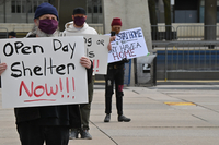 Demonstrators demanding action for the Homeless community during COVID Lockdown thumbnail