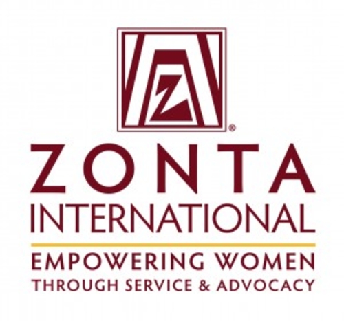 Zonta club logo with red text that says "Zonta International Empowering Women through Service & Advocacy"