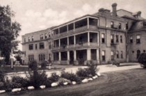 St. Joseph's Hospital, Guelph, 1929, image courtesy of Guelph Museums.  This is an older three-story building with a large porch on all three levels. The hospital broke the cycle of discriminatory education opportunities when Marisse Scott was accepted as a nursing student.